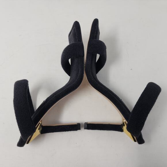 Good American Sandals Women's 9 Black Terry Cloth Square Toed Slip On Heels - Picture 8 of 10